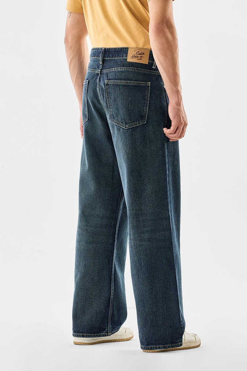 Men's Light Blue Wide-Leg Denim Jeans